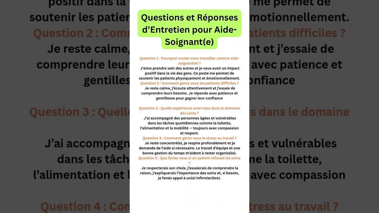 Top 5 Questions d’Entretien Aide-Soignant(e) avec Réponses Modèles