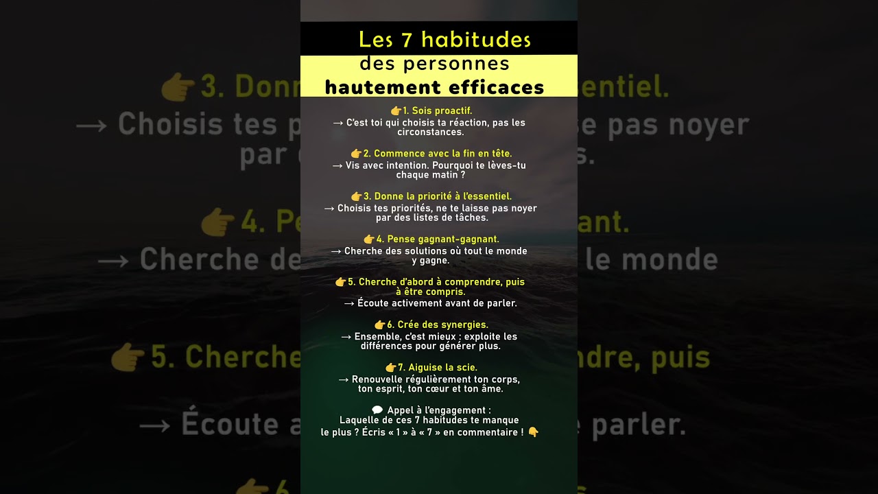 Les 7 habitudes des personnes hautement efficaces – selon Stephen R. Covey